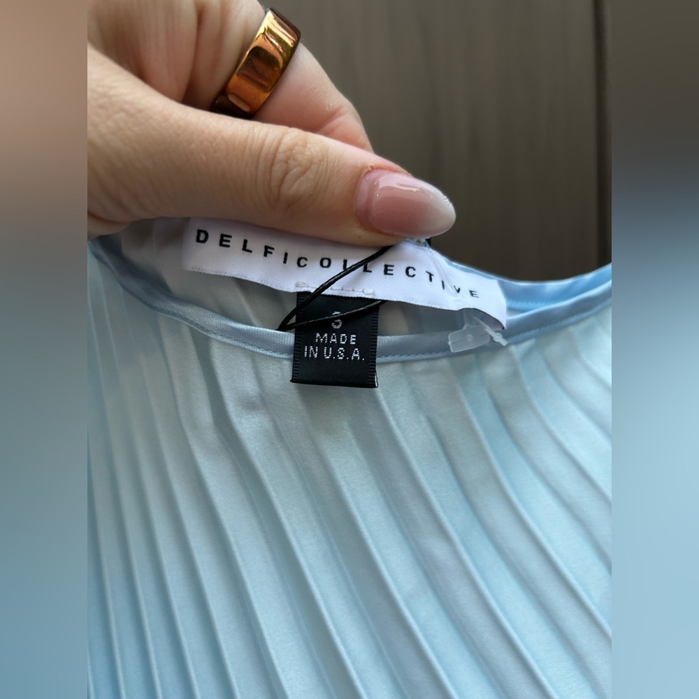 Delfi Collective Erica One Shoulder Pleated Maxi Dress Blue Ombre New With Tags! — image 6 of 8